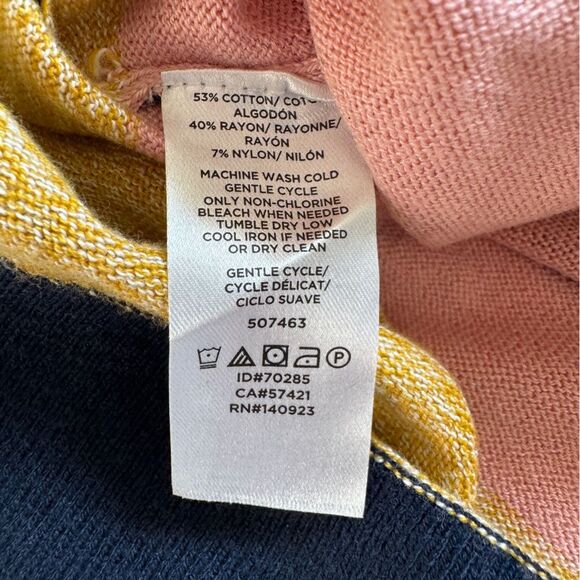 LOFT Striped Crewneck Sweater Cozy Fall Colorblock Multicolor Size Medium - Picture 6 of 6